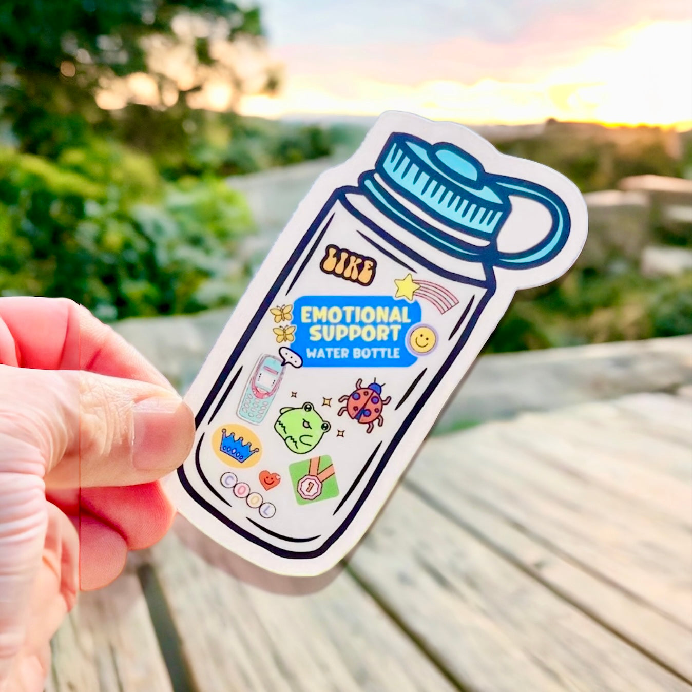 Emotional Support Water Bottle Sticker | Unique Design | Laptop Decal