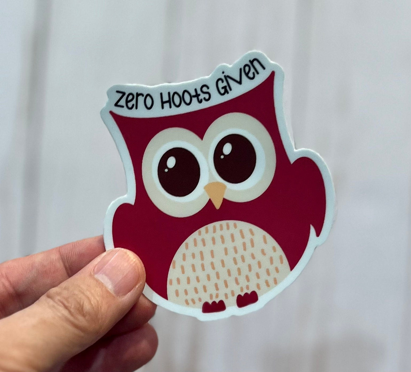 Zero Hoots Given Vinyl Sticker | Owl Stickers | Punny Animal Stickers Stickers