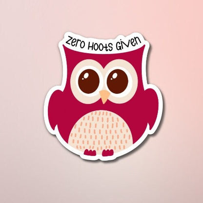 Zero Hoots Given Vinyl Sticker | Owl Stickers | Punny Animal Stickers Stickers