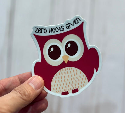 Zero Hoots Given Vinyl Sticker | Owl Stickers | Punny Animal Stickers Stickers