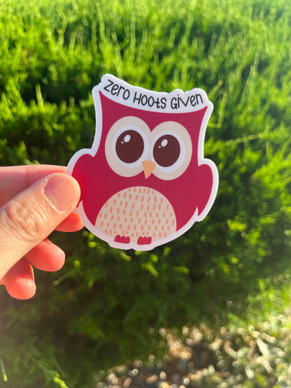 Zero Hoots Given Vinyl Sticker | Owl Stickers | Punny Animal Stickers Stickers