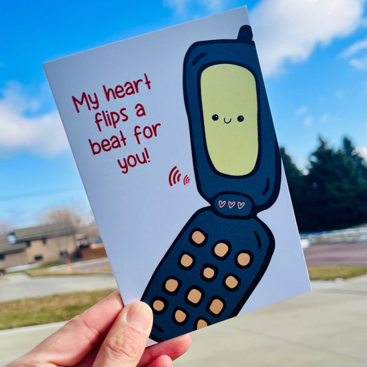 My Heart Flips A Beat For You Valentines Day Card | Flip Phone SVG | Funny Love Quotes